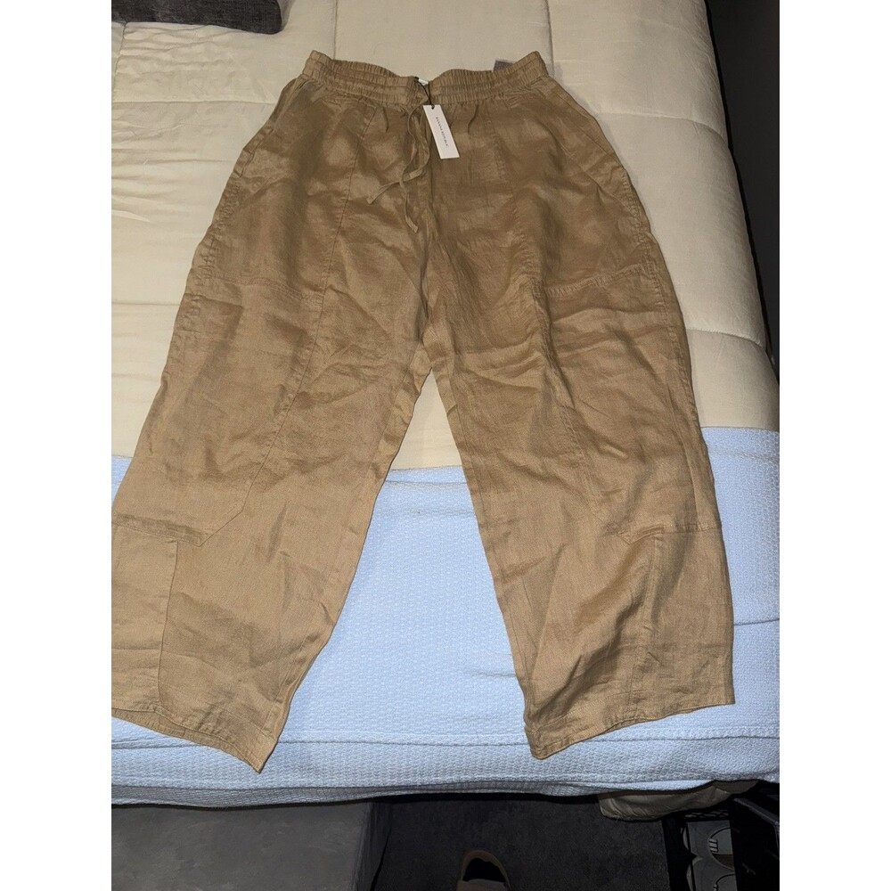 NEW Banana Republic 100% Linen European Flax Soho Wide Leg Pant Brown Womens S